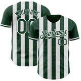 Custom Green-White Classic Vertical Stripe Fluid Liquid Texture Authentic Baseball Jersey