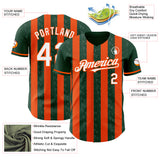 Custom Green White-Orange Classic Vertical Stripe Fluid Liquid Texture Authentic Baseball Jersey