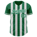 Custom Kelly Green-White Classic Vertical Stripe Fluid Liquid Texture Authentic Baseball Jersey