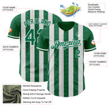 Custom Kelly Green-White Classic Vertical Stripe Fluid Liquid Texture Authentic Baseball Jersey
