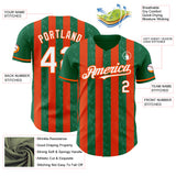 Custom Kelly Green White-Orange Classic Vertical Stripe Fluid Liquid Texture Authentic Baseball Jersey