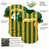 Custom Kelly Green White-Gold Classic Vertical Stripe Fluid Liquid Texture Authentic Baseball Jersey