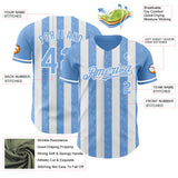 Custom Light Blue-White Classic Vertical Stripe Fluid Liquid Texture Authentic Baseball Jersey