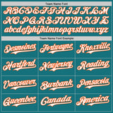Custom Teal White-Orange Classic Vertical Stripe Fluid Liquid Texture Authentic Baseball Jersey