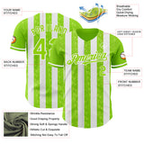 Custom Neon Green-White Classic Vertical Stripe Fluid Liquid Texture Authentic Baseball Jersey