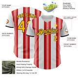 Custom White Gold Red-Black Gradient Vertical Stripe Argentina Style Authentic Baseball Jersey