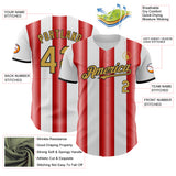 Custom White Old Gold Red-Black Gradient Vertical Stripe Argentina Style Authentic Baseball Jersey