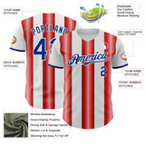 Custom White Royal-Red Gradient Vertical Stripe Argentina Style Authentic Baseball Jersey
