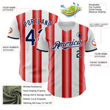 Custom White Navy-Red Gradient Vertical Stripe Argentina Style Authentic Baseball Jersey