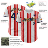 Custom White Navy Red-Old Gold Gradient Vertical Stripe Argentina Style Authentic Baseball Jersey