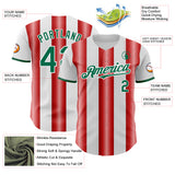 Custom White Kelly Green-Red Gradient Vertical Stripe Argentina Style Authentic Baseball Jersey