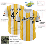 Custom White Black-Gold Gradient Vertical Stripe Argentina Style Authentic Baseball Jersey