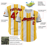 Custom White Red Gold-Black Gradient Vertical Stripe Argentina Style Authentic Baseball Jersey
