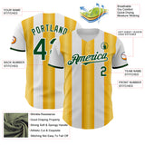 Custom White Green-Gold Gradient Vertical Stripe Argentina Style Authentic Baseball Jersey