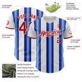 Custom White Red-Royal Gradient Vertical Stripe Argentina Style Authentic Baseball Jersey