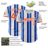 Custom White Orange-Royal Gradient Vertical Stripe Argentina Style Authentic Baseball Jersey