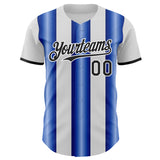 Custom White Black-Royal Gradient Vertical Stripe Argentina Style Authentic Baseball Jersey