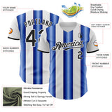 Custom White Black-Royal Gradient Vertical Stripe Argentina Style Authentic Baseball Jersey