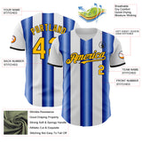 Custom White Gold Royal-Black Gradient Vertical Stripe Argentina Style Authentic Baseball Jersey