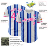 Custom White Pink-Royal Gradient Vertical Stripe Argentina Style Authentic Baseball Jersey