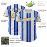 Custom White Old Gold-Royal Gradient Vertical Stripe Argentina Style Authentic Baseball Jersey