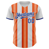 Custom White Royal-Orange Gradient Vertical Stripe Argentina Style Authentic Baseball Jersey