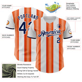Custom White Navy-Orange Gradient Vertical Stripe Argentina Style Authentic Baseball Jersey