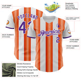 Custom White Purple-Orange Gradient Vertical Stripe Argentina Style Authentic Baseball Jersey