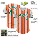Custom White Kelly Green-Orange Gradient Vertical Stripe Argentina Style Authentic Baseball Jersey