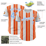 Custom White Light Blue-Orange Gradient Vertical Stripe Argentina Style Authentic Baseball Jersey