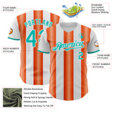 Custom White Aqua-Orange Gradient Vertical Stripe Argentina Style Authentic Baseball Jersey
