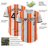 Custom White Brown-Orange Gradient Vertical Stripe Argentina Style Authentic Baseball Jersey