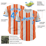 Custom White Electric Blue-Orange Gradient Vertical Stripe Argentina Style Authentic Baseball Jersey
