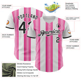 Custom White Black-Pink Gradient Vertical Stripe Argentina Style Authentic Baseball Jersey