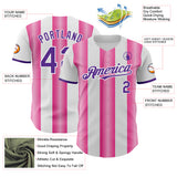 Custom White Purple-Pink Gradient Vertical Stripe Argentina Style Authentic Baseball Jersey