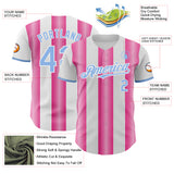 Custom White Light Blue-Pink Gradient Vertical Stripe Argentina Style Authentic Baseball Jersey