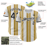 Custom White Black-Old Gold Gradient Vertical Stripe Argentina Style Authentic Baseball Jersey
