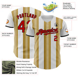 Custom White Red Old Gold-Black Gradient Vertical Stripe Argentina Style Authentic Baseball Jersey