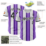 Custom White Black-Purple Gradient Vertical Stripe Argentina Style Authentic Baseball Jersey