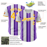 Custom White Gold-Purple Gradient Vertical Stripe Argentina Style Authentic Baseball Jersey