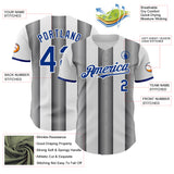 Custom White Royal-Steel Gray Gradient Vertical Stripe Argentina Style Authentic Baseball Jersey