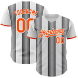 Custom White Orange-Steel Gray Gradient Vertical Stripe Argentina Style Authentic Baseball Jersey