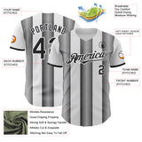 Custom White Black-Steel Gray Gradient Vertical Stripe Argentina Style Authentic Baseball Jersey