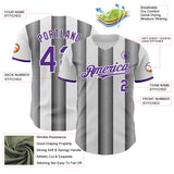 Custom White Purple-Steel Gray Gradient Vertical Stripe Argentina Style Authentic Baseball Jersey