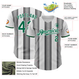 Custom White Kelly Green-Steel Gray Gradient Vertical Stripe Argentina Style Authentic Baseball Jersey
