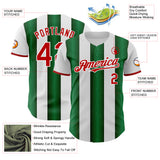 Custom White Red-Green Gradient Vertical Stripe Argentina Style Authentic Baseball Jersey