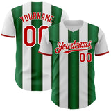 Custom White Red-Green Gradient Vertical Stripe Argentina Style Authentic Baseball Jersey