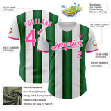 Custom White Pink-Green Gradient Vertical Stripe Argentina Style Authentic Baseball Jersey