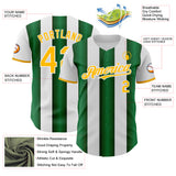 Custom White Gold-Green Gradient Vertical Stripe Argentina Style Authentic Baseball Jersey