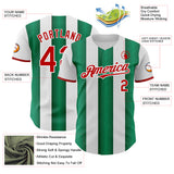 Custom White Red-Kelly Green Gradient Vertical Stripe Argentina Style Authentic Baseball Jersey